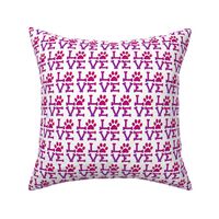 Love paw print in pinks and purples - animal lover, dog lover, cat lover 