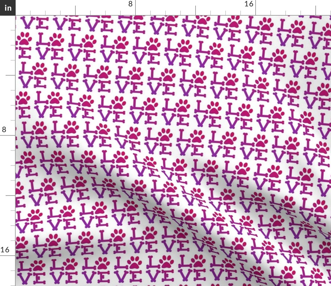 Love paw print in pinks and purples - animal lover, dog lover, cat lover 