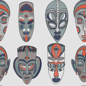 Six Masks on Silver