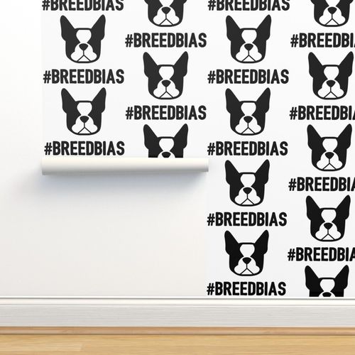 Removable Water-Activated Wallpaper Boston Terrier Face Dog Terriers Breed Grey
