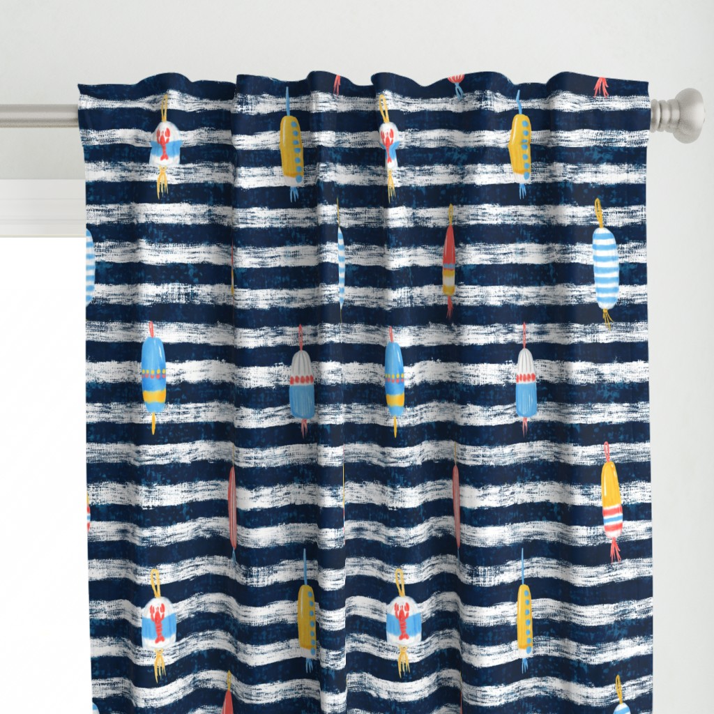 Tricolor Buoys on navy stripes V1 (24in)