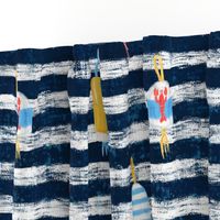 Tricolor Buoys on navy stripes V1 (24in)