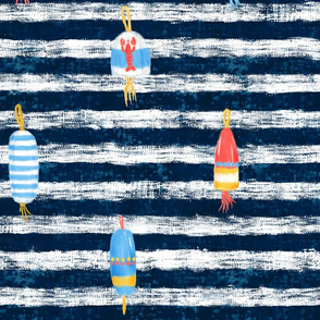 Tricolor Buoys on navy stripes V1 (24in)