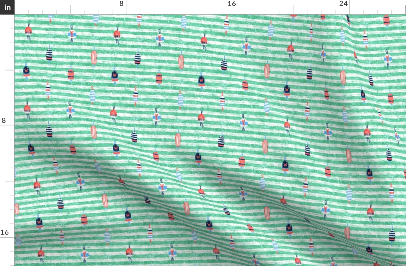 Tricolor Buoys on Aquamarine Stripes V1 (5in)
