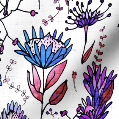 Australian Floral Protea Lilac watercolor 