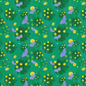 April Showers with Dandelions and Butterflies - Seamless