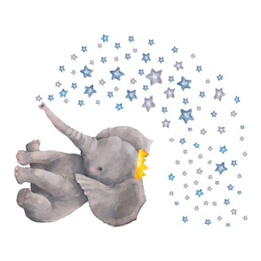 27"x18" Baby Elephant with Stars