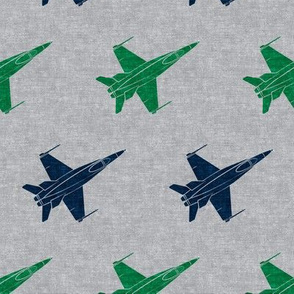 fighter jets - blue and green on grey - military - LAD19