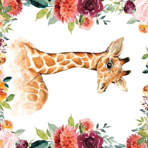 42x36" giraffe paprika floral blanket 