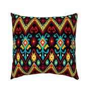 Native American Embroidered Diamond Rich Colors on Black