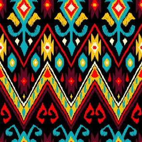 Native American Embroidered Diamond Rich Colors on Black