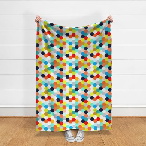 Boys Room Hexie Hexagon Cheater Quilt Wholecloth Fabric