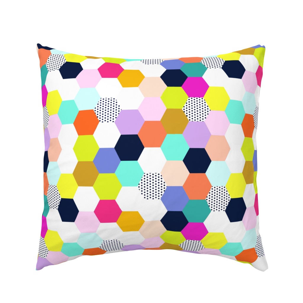 Modern Girls Hexie Hexagon Cheater Quilt Wholecloth Fabric