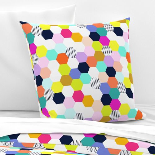 Modern Girls Hexie Hexagon Cheater Quilt Wholecloth Fabric