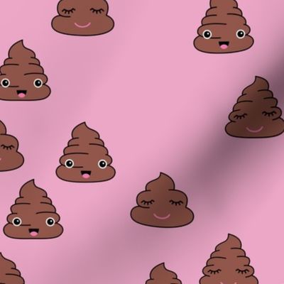 Adorable kawaii poop quirky dog poo emoji print pink girls