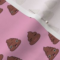 Adorable kawaii poop quirky dog poo emoji print pink girls SMALL