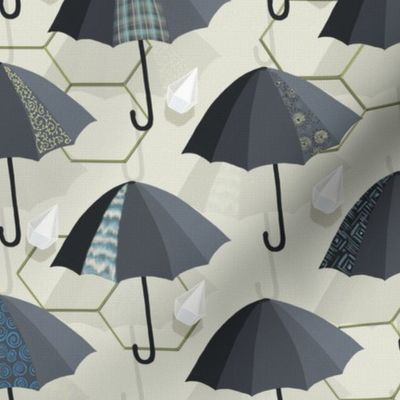 Black Umbrellas- Diamond Rain-  Diamond Rain- Cream Beige