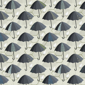 Black Umbrellas- Diamond Rain-  Diamond Rain- Cream Beige