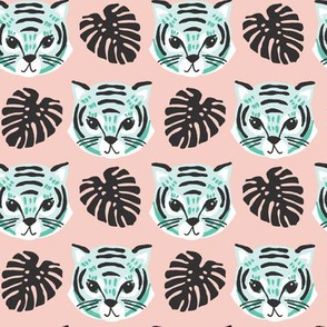 tigers and monstera // mint, spearmint and blush