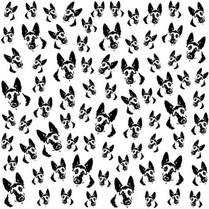 German Shepherd Dog black white fabrics