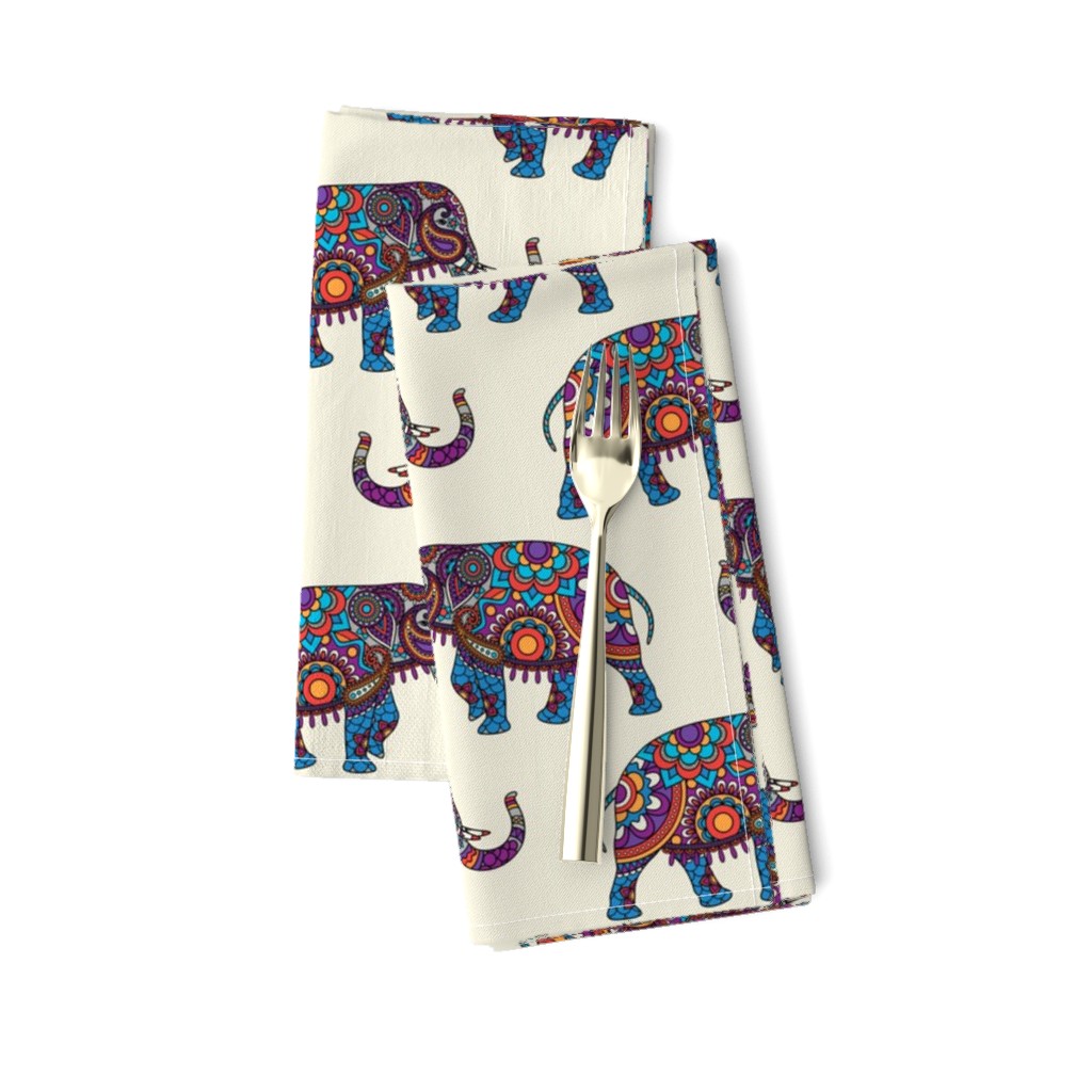 Colorful Boho Marching Elephants