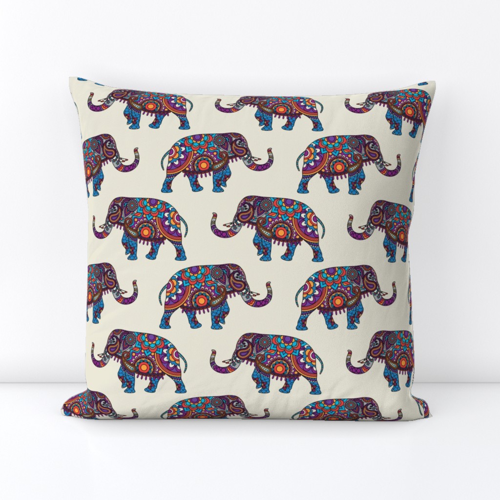 Colorful Boho Marching Elephants