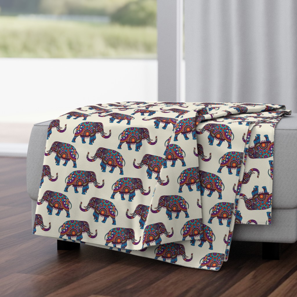 Colorful Boho Marching Elephants