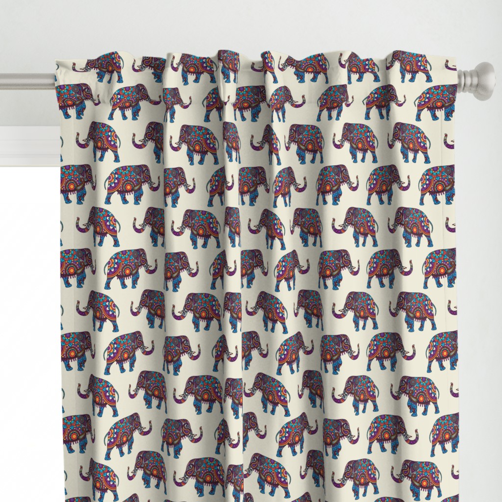 Colorful Boho Marching Elephants