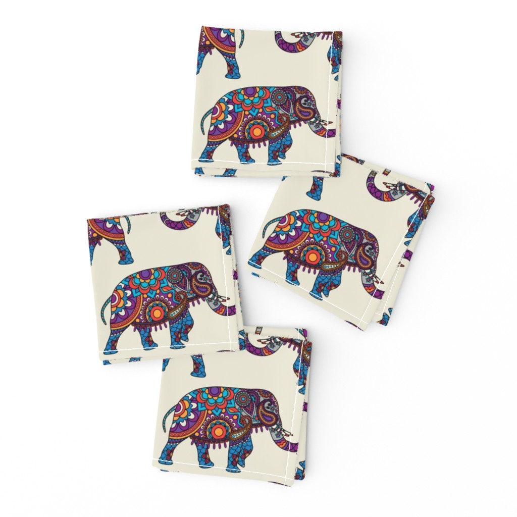 Colorful Boho Marching Elephants