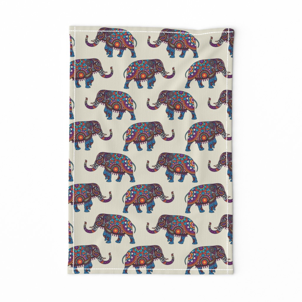 Colorful Boho Marching Elephants