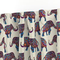 Colorful Boho Marching Elephants