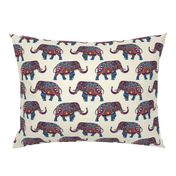 Colorful Boho Marching Elephants