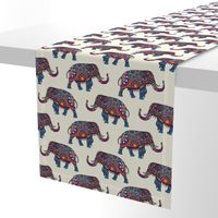 Colorful Boho Marching Elephants