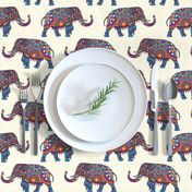 Colorful Boho Marching Elephants