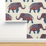 Colorful Boho Marching Elephants