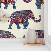 Colorful Boho Marching Elephants