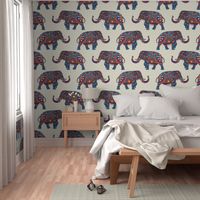 Colorful Boho Marching Elephants