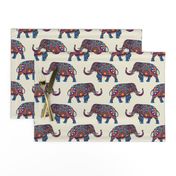 Colorful Boho Marching Elephants