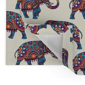 Colorful Boho Marching Elephants