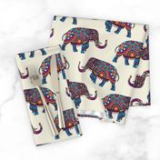 Colorful Boho Marching Elephants