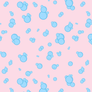 blue bubbles on pink flat