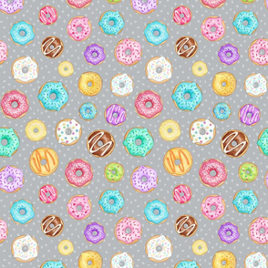 Rainbow Scattered Donuts on spotty light grey