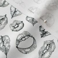 Cute Lips Sketches in Black