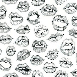 Cute Lips Sketches in Black