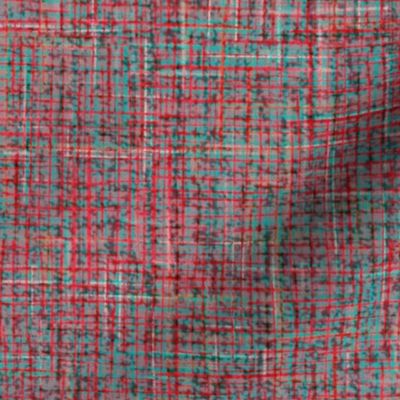 Mid Century Modern Barkcloth Aqua Magenta