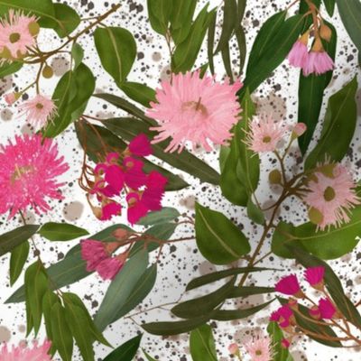 Eucalyptus leaves and flowers - dotted