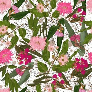 Eucalyptus leaves and flowers - dotted
