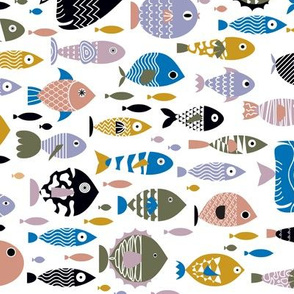 new nautical - all the fish - muted multicolor rainbow - resize - 10.5 x 17.5