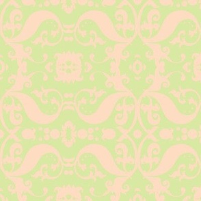  Damask with pale green and cream