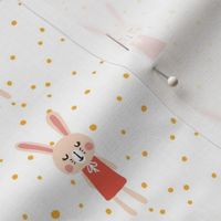 Blush Bunny in Dress and Dots
